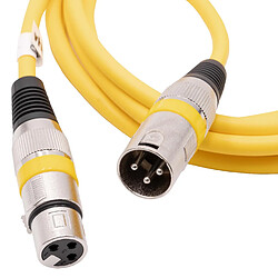 vhbw Câble lumière DMX, 2m, prise XLR mâle et femelle, 3 broches, câble PVC, jaune compatible avec éclairage scénique, projecteurs ...