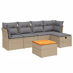 vidaXL Salon de jardin avec coussins 6pcs mélange beige résine tressée