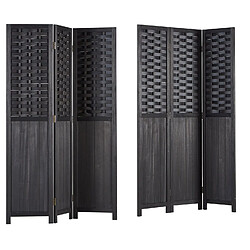 Decoshop26 Paravent en 3 panneaux séparateur de pièce en bois noir 175x132 cm PAR06081