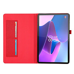 Etui en PU avec support et porte-carte pour votre Lenovo Tab P11 Pro Gen 2 - rouge