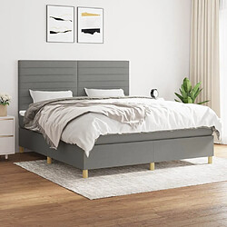 Maison Chic Lit Adulte - Lit simple Lit à sommier tapissier avec matelas moelleux - Meuble de Chambre - Gris foncé 180x200cm Tissu -MN63181