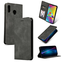 Wewoo Housse Coque Etui en cuir avec rabat horizontal magnétique Business Skin Feel pour Samsung Galaxy M20 gris foncé