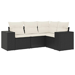 Maison Chic Salon de jardin 4 pcs avec coussins | Ensemble de Table et chaises | Mobilier d'Extérieur noir résine tressée -GKD15599