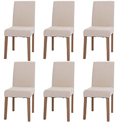 Decoshop26 Lot de 6 chaises de salle à manger dossier haut en tissu chenille crème pieds clairs 04_0007635