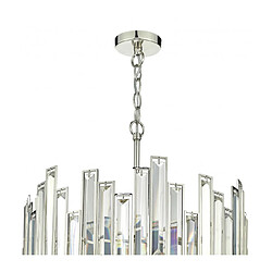 Luminaire Center Suspension Odile cristal et nicke poli 6 ampoules