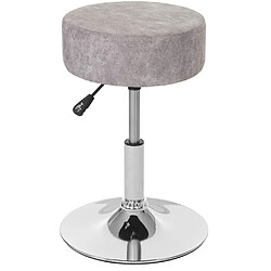 Decoshop26 Tabouret de maquillage coiffeuse réglable en hauteur Ø 35cm faux suède gris vintage 04_0005329 pas cher