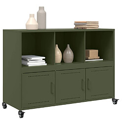 Avis vidaXL Buffet vert olive 100,5x39x72 cm acier laminé à froid