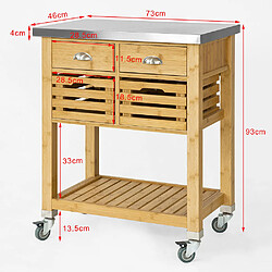 Avis SoBuy FKW40-N Desserte sur roulettes Armoire de rangement cuisine Plan de travailen