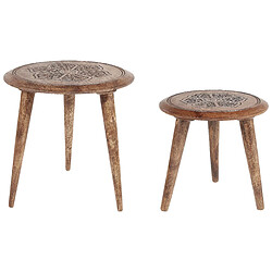 Beliani Lot de 2 tables d'appoint en bois de manguier sombre TURUA