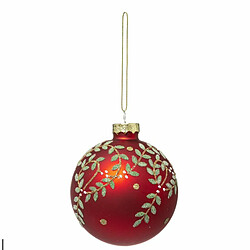 Boule de Noël en Verre Feuille 10cm Rouge