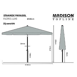 Madison Parasol de jardin Flores Luxe 300 cm rond vert sage pas cher