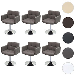 Mendler Lot de 6 chaises de salle à manger Orlando, chaise de cuisine pivotante chaise, similicuir chrome certifié MVG ~ taupe-gris 