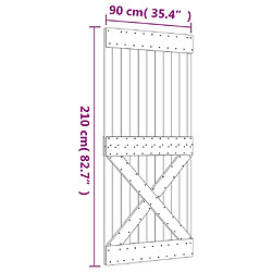 vidaXL Porte coulissante et kit de quincaillerie 90x210 cm pin massif pas cher