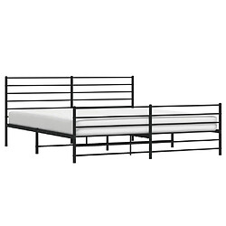 Acheter Maison Chic Lit adulte - Lit simple Cadre de lit métal avec tête de lit/pied de lit,Structure du lit Contemporain pour chambre noir 180x200 cm -MN61538