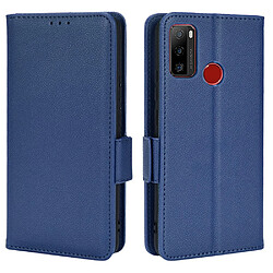 Etui en PU texture litchi, fermoir magnétique avec support, bleu foncé pour votre Ulefone Note 10