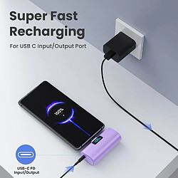 SANAG Batterie Externe Pour Iphone 16/15 Series, 5200Mah Usb C Power Bank À Charge Rapide, Ultra-Compact Et Léger Batterie Portable Écran Lcd Chargeur Portable Pour Iphone 16/15/15 Pro Samsung Etc.(Violet) pas cher