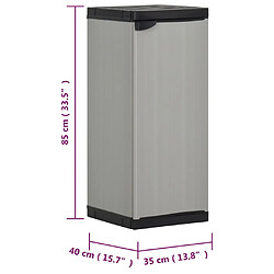 vidaXL Armoire de rangement de jardin 1 étagère Gris/noir 35x40x85 cm pas cher