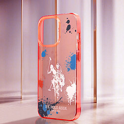 Acheter Us Polo U.S Polo Coque pour iPhone 14 Pro Max Splatter Double Horse Bords Surélevés Rouge