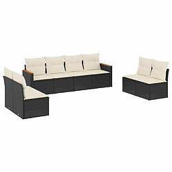 Maison Chic Salon de jardin 8 pcs avec coussins | Ensemble de Table et chaises | Mobilier d'Extérieur noir résine tressée -GKD62308