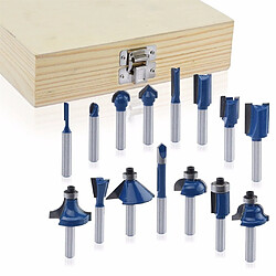 Avis 15Pcs 1 / 4Inch Shank Fraise Machine Set Routeur Bits Pour Bois Cutter - bleu