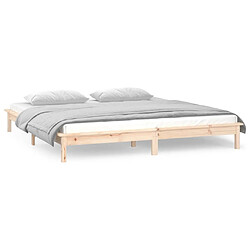 Acheter Maison Chic Lit adulte - Cadre de lit à LED,Structure du lit Contemporain 200x200 cm bois massif -MN34692