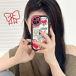 GUPBOO Étui pour iPhone13ProMax Personnalité Cherry Bow Graffiti Etui pour téléphone portable Femme transparente