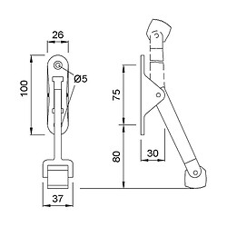 KWS 1060 Support de porte pour portes avec ferme-porte