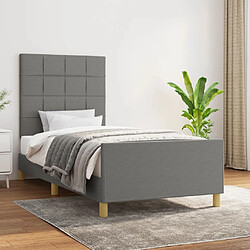 Maison Chic Lit adulte - Cadre Structure de lit avec tête de lit Contemporain Gris foncé 90x200 cm Tissu -MN98783