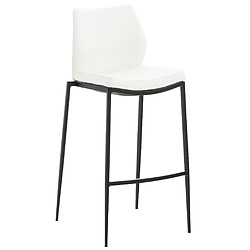 Decoshop26 Tabouret de bar x1 repose-pieds design moderne empilable en PVC blanc 4 pieds en métal noir 10_0005202