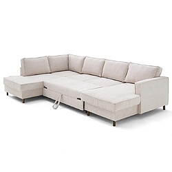 Lisa Design Jake - canapé panoramique d'angle gauche 7 places convertible avec coffre en tissu velours relief