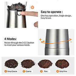 Universal Moulin à café électrique USB Moulin à haricots rechargeable Moulin à haricots réglable en acier inoxydable Moulin à poivrons à grains d &'épices