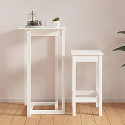 Avis vidaXL Table de bar Blanc 60x60x110 cm Bois massif de pin