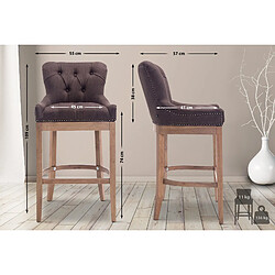 Decoshop26 Tabouret de bar x1 confortable design rétro assise capitonné en tissu marron pieds en bois clair 10_0005064