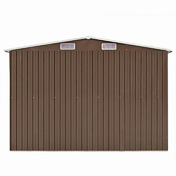 Helloshop26 Abri de jardin cabane cabanon maison de stockage remise extérieur hangar outils robuste 257 x 392 x 181 cm métal marron 02_0022168