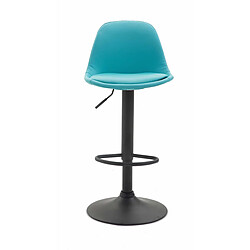 Decoshop26 Tabouret de bar avec repose-pieds design moderne en synthétique bleu pieds en métal noir mat 10_0000776