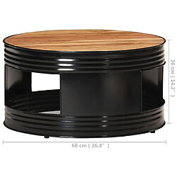 vidaXL Table basse Noir 68x68x36 cm Bois d'acacia massif pas cher