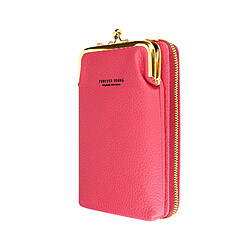 Avizar Pochette Bandoulière Smartphone Simili cuir grainé Multi-compartiments rose