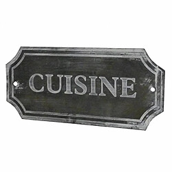 L'Héritier Du Temps Plaque Décorative Murale à Poser Ecriteau avec Inscription "Cuisine" en Fer Patiné Gris 1x7x15,5cm