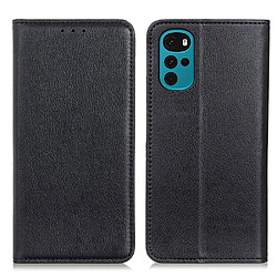 Etui en PU texture litchi, fermeture automatique magnétique avec support noir pour votre Motorola Moto G22