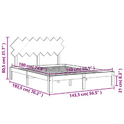 Vidaxl Cadre de lit avec tête de lit blanc 140x190 cm bois massif pas cher