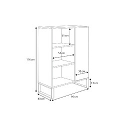 Mpc Meuble étagère 90 x 40 x 116 cm sonoma wotan pas cher