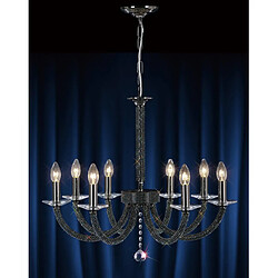 Luminaire Center Suspension Elena 8 Ampoules chrome noir/cristal