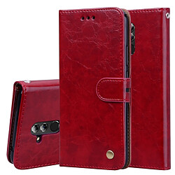 Wewoo Etui à rabat horizontal en cuir de style business à texture de cire pour Huawei Mate 20 Lite, avec support et emplacements pour cartes et porte-monnaie (Rouge)