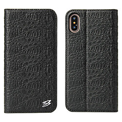 Wewoo Coque noir pour iPhone X Crocodile Texture magnétique horizontale Flip véritable étui en cuir avec titulaire et fente Fierre Shann carte