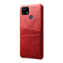 Coque en TPU + PU avec double porte-cartes rouge pour votre Realme C25