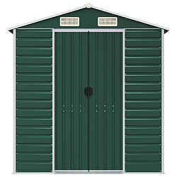 Helloshop26 Abri de jardin cabane cabanon maison de stockage remise extérieur hangar outils robuste 191 x 385 x 198 cm acier galvanisé vert 02_0022350