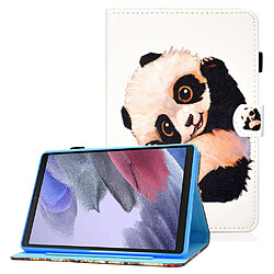 Etui en PU motif de couture, magnétique avec support, porte-cartes et porte-stylo pour Samsung Galaxy Tab A7 Lite 8.7-pouces T220/T225 - Panda agitant