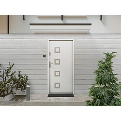 Vente-Unique Porte d'entrée en acier pleine et inox H207 x L100 cm blanc - poussant droit - TIFANA