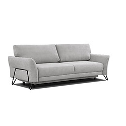 Courtois Laville Canapé convertible 3 places tissu gris clair - LOREM