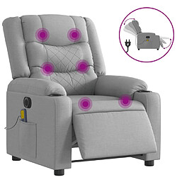 vidaXL Fauteuil de massage inclinable électrique gris clair tissu